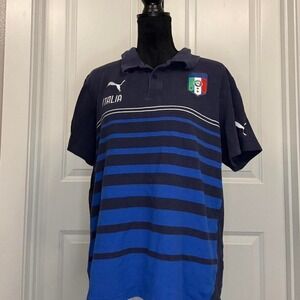 Puma Italia National Team Polo – Navy/Blue Striped – Size XL